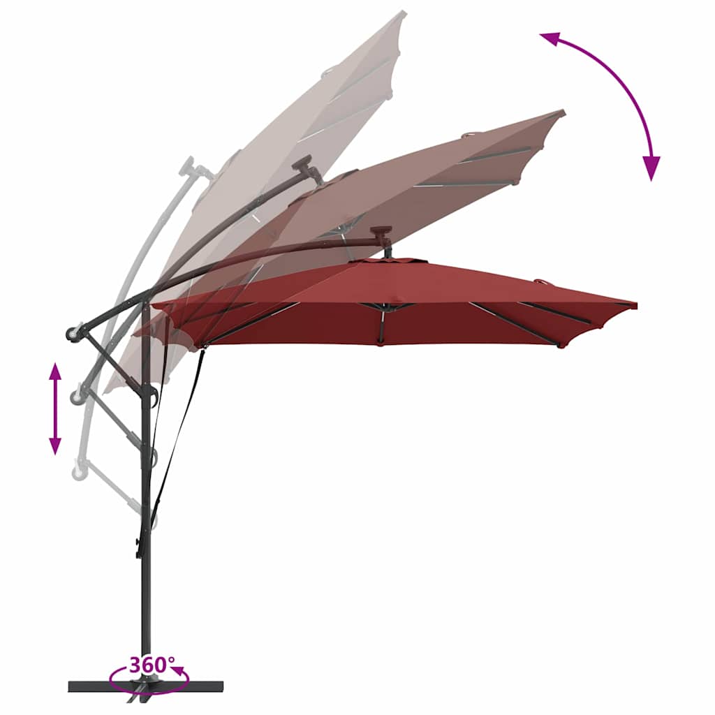 Cantilever Umbrella with LED Light Strips Terracotta 249 x 249 x 250 cm