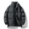 Men's Winter Cotton Jacket: Thickened, Loose, Trendy Stand-Up Collar Outerwear, Versatile Solid Color for Couples.