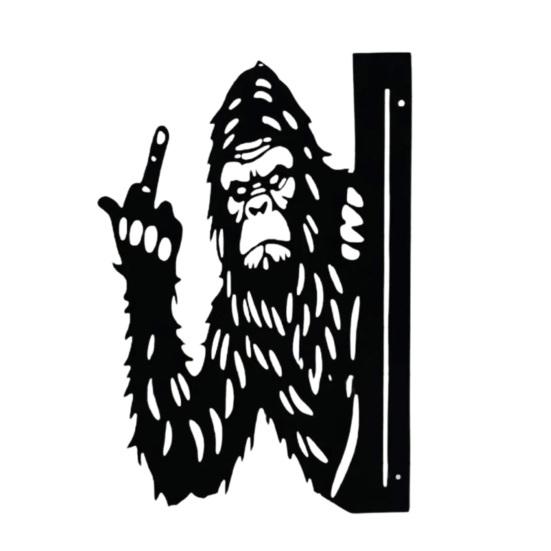 Peek-a-Boo Sasquatch Металлический Знак Средний Палец Sasquatch Знак Животное Выглядывает Знак для Украшения Столба Изгороди Сада Дерева