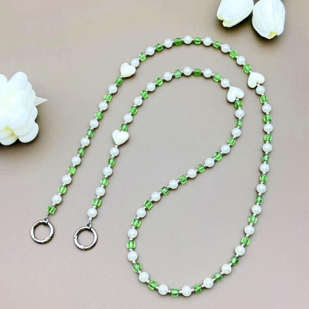 Hanging Decoration Wallet Necklace Chain Pearl Love Bead Phone Anti Loss Lanyard Phone