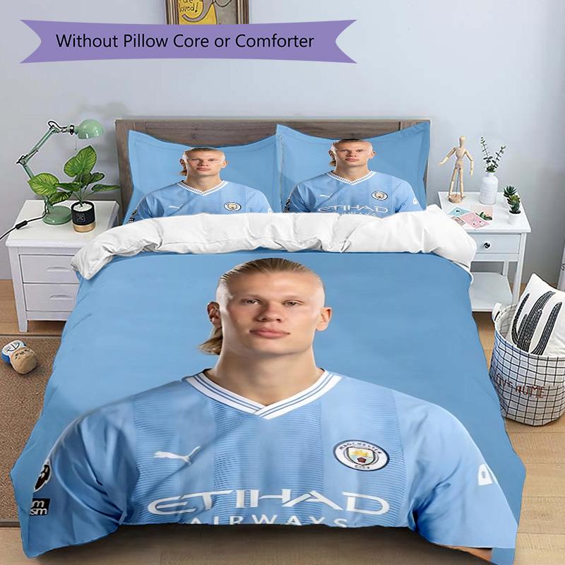 Manchester City Player Print 3Pcs Bedding Setduvet Cover With 2 Bedropillowcase Home Birthday Gift