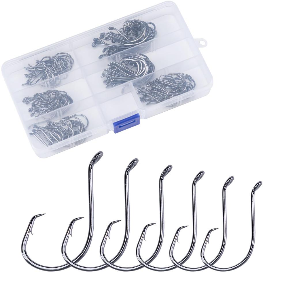 Goture Jig Head Set, #1, 1/0, 2/0, 3/0, 4/0, 25 of Each, for Ajing, Rockfishing, and Light Fishing, 150 Jig Head Hooks