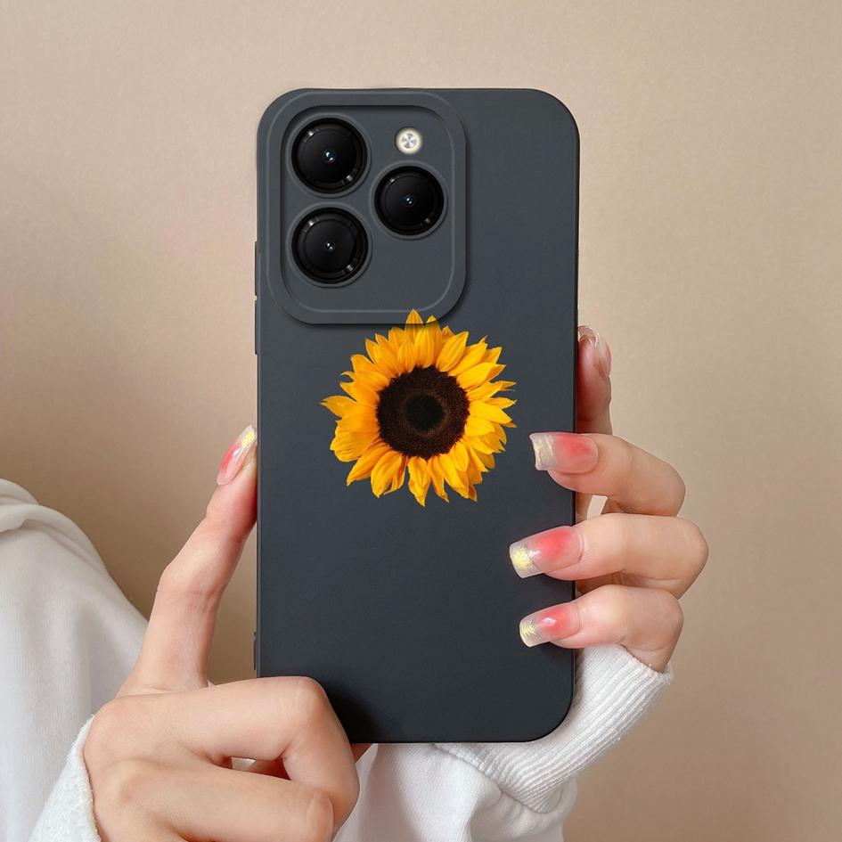 Для Infinix Hot 40 Smart 8 Note 40 Pro + GT 20 Pro задняя крышка чехол из жидкого силикона Pretty Sunflower Daisy супер противоударные чехлы для телефонов для Itel S24 Capa