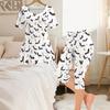 Women Plus Size Round Neck Short Sleeve Printed Pumpkin Floral Top Capri Pants Two Piece Pajama Set