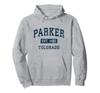 Parker Colorado CO Vintage Sport Design Navy Print Hoodie