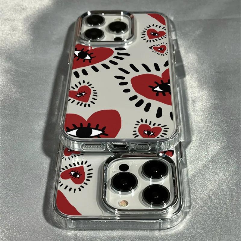 Для iPhone 17 16 15 14 13 12 11 Pro Max Чехлы Красный Глаз Прозрачный Чехол Для Телефона Для iPhone 15 Plus 16E 17 Air Мягкий Fundas
