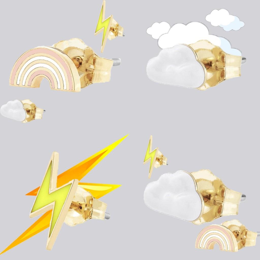 Трендовые серьги в виде облака с молнией и радугой, шикарные модные женские украшения из сплава