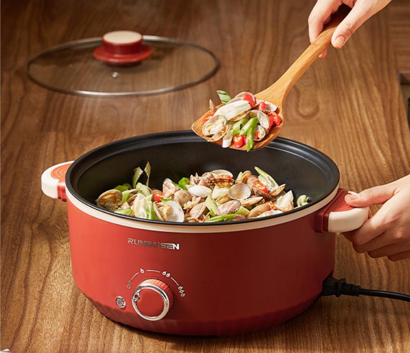 Электрическая сковорода, многофункциональная электрическая кастрюля, мини-электрическая сковорода, маленькая электрическая кастрюля, бытовая кастрюля, маленькая кастрюля с антипригарным покрытием