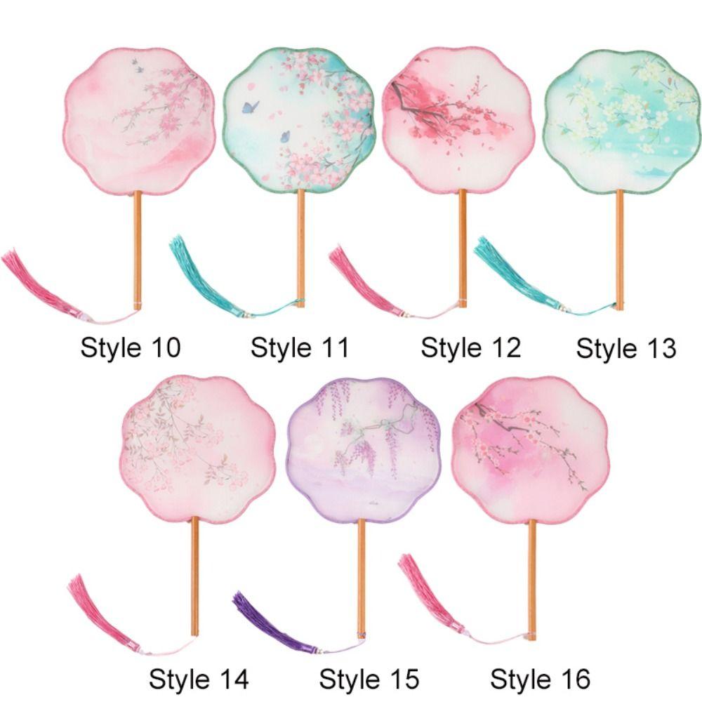 Ручной веер с вышивкой и кисточками, шелковый веер, классический китайский стиль, круглый веер, домашний декор