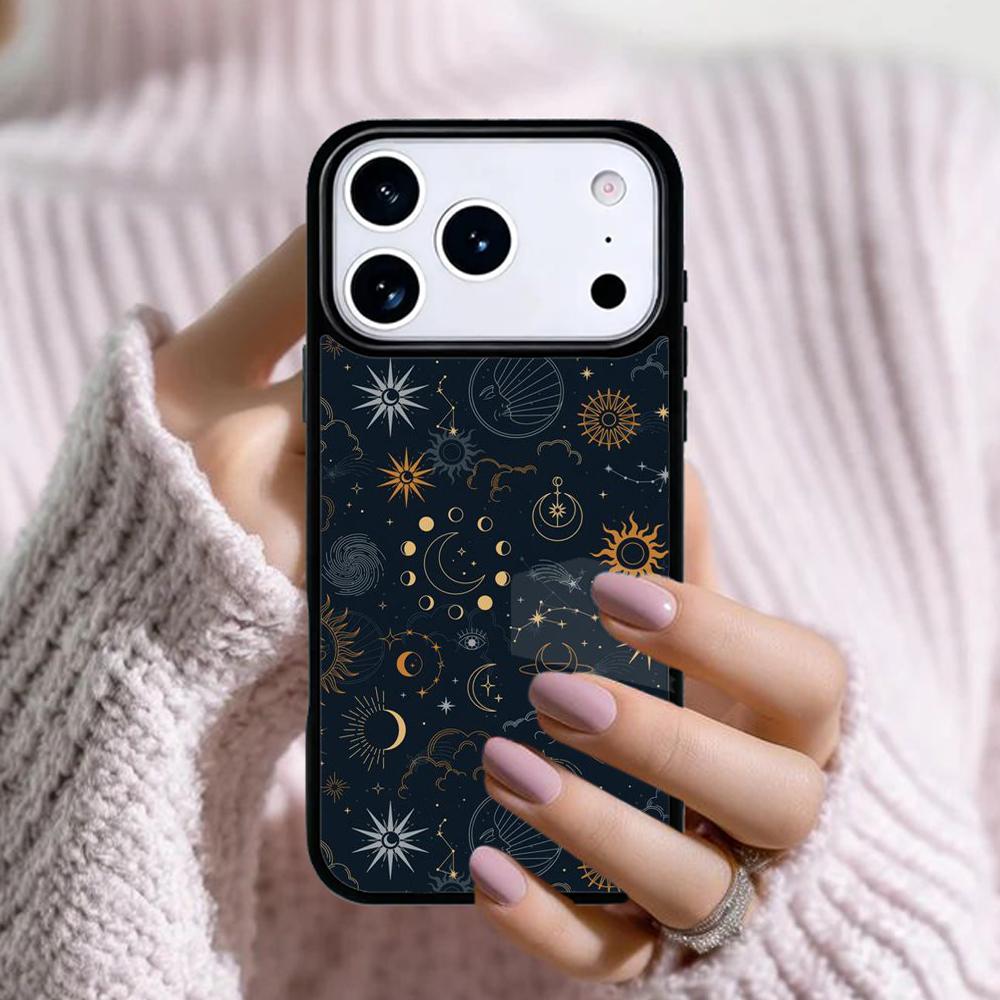 Celestial Mosaic Sun Moon Phone Case For Apple iPhone 17 Air 16E 15 14 Plus 13 12 11 Pro Max Mini Funda Cover