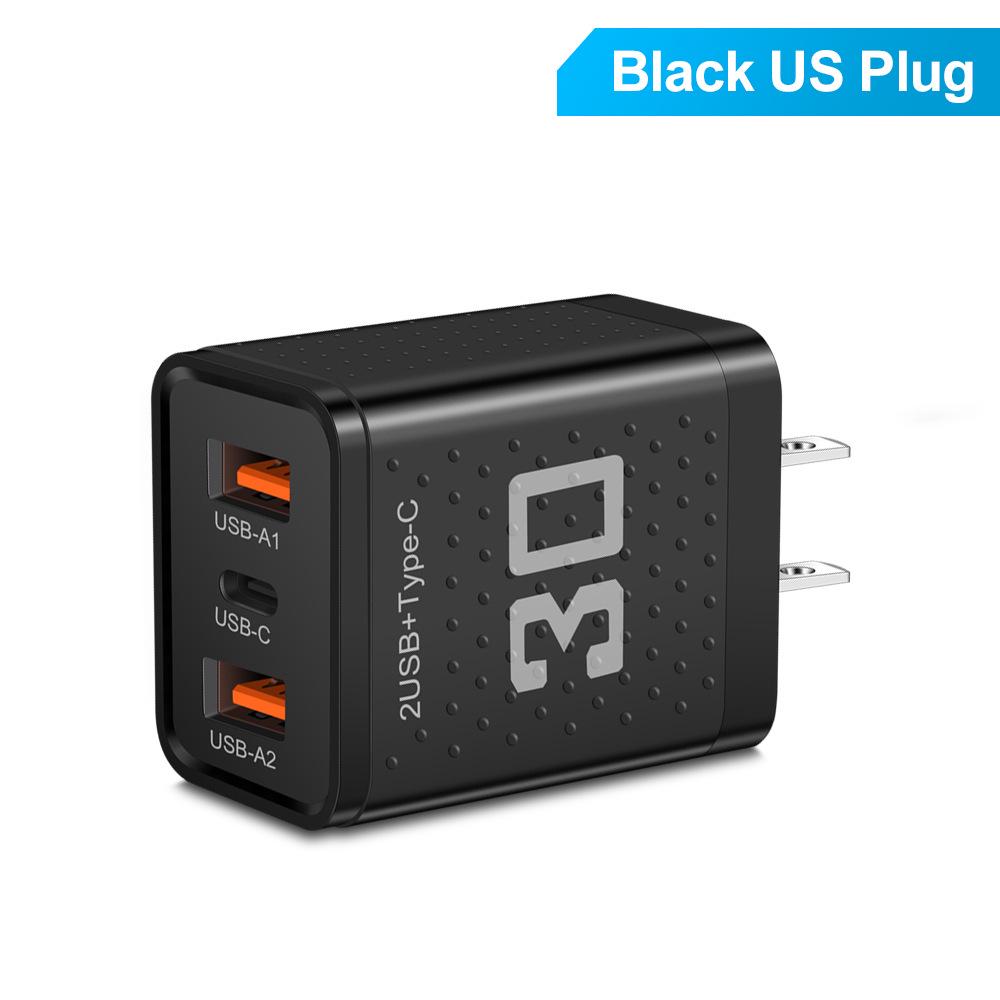 Дорожное зарядное устройство 2,4 А PD+2USB - Штекер США/ЕС/Великобритании