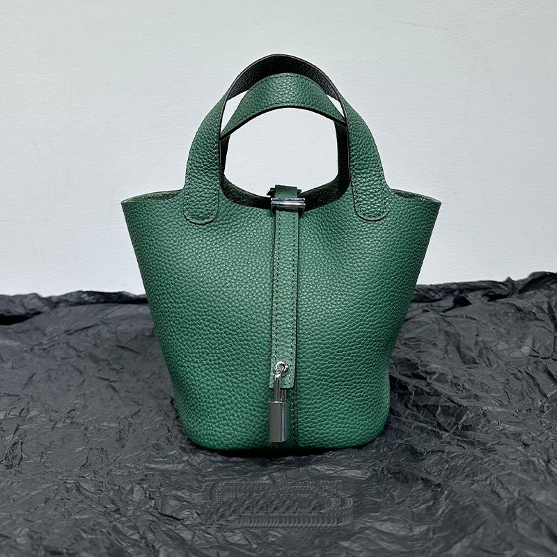 Новая женская сумка из натуральной кожи с корзиной для овощей и кожзаменителем Togo Leather Lychee Pattern Bucket Bag Bag