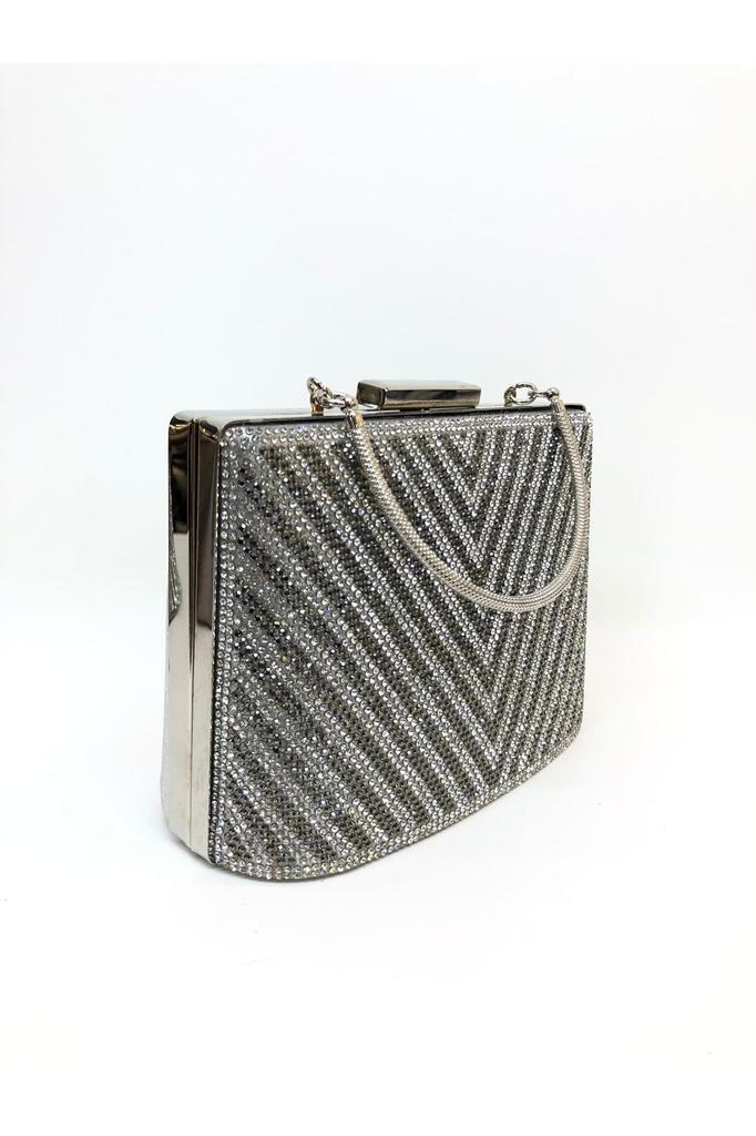 Women's Stylish and Useful Evening Dress Bag Women's Black Color Triangle Stone Evening Dress Clutch Portfolio Bag