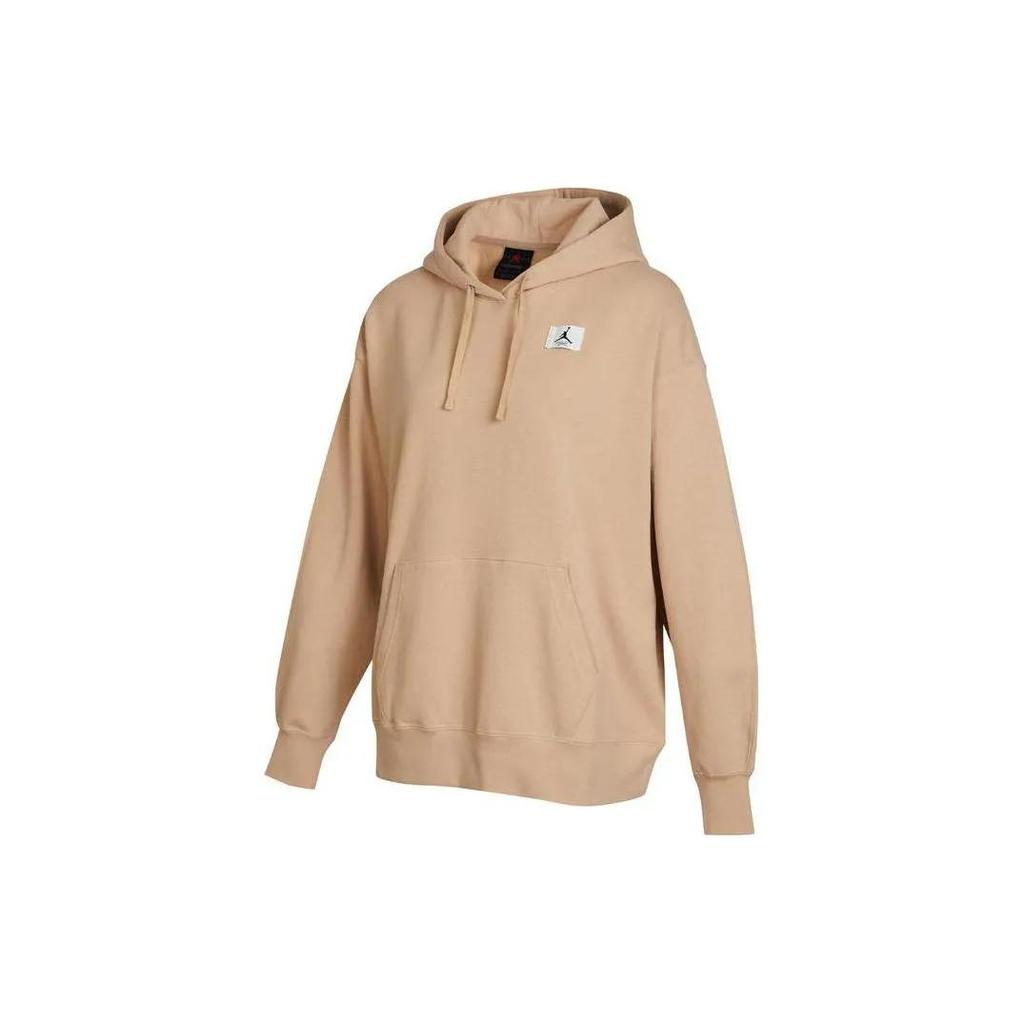 Jordan Athleisure Fleece Lined Hooded Pullover Long Sleeved Sweatshirt Women's Khaki (Unisex) Sweatshirts DQ4604 254