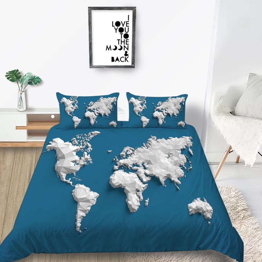 Новая мода Мода Стиль Duver Чехол Набор Уникальный Дизайн Пододеяльник Набор Мальчиков Подростков King Queen Size Роскошные Постельные Принадлежности Костюм Карта Постельные Наборы