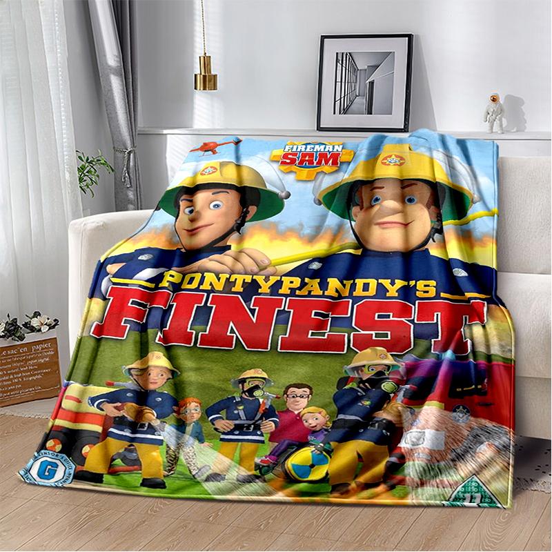 3D Classic Fireman Sam Child Cartoon Blanket,Soft Throw Blanket for Home Bedroom Bed Sofa Travel Picnic Cover Kids Gift
