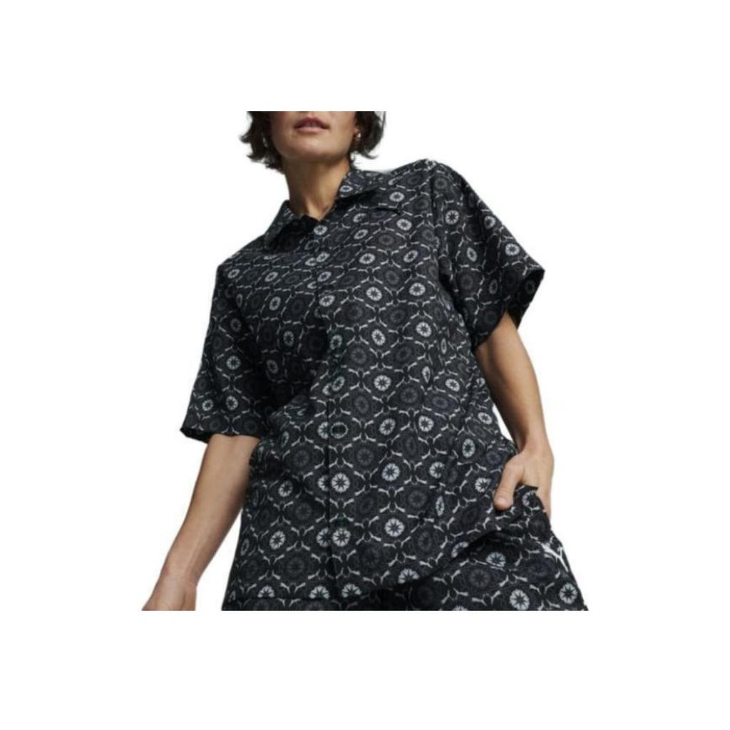 Puma All-Over Print Loose Casual Short-Sleeve Shirt Men Tops Black 627953-01