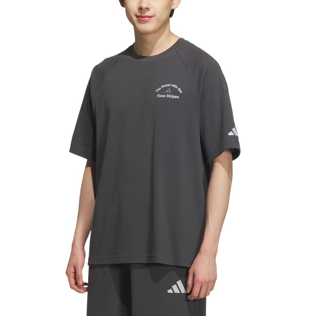 Adidas Gfx Футболка мужская оверсайз с надписью, повседневная, с коротким рукавом, топы, однотонная серая KF0128