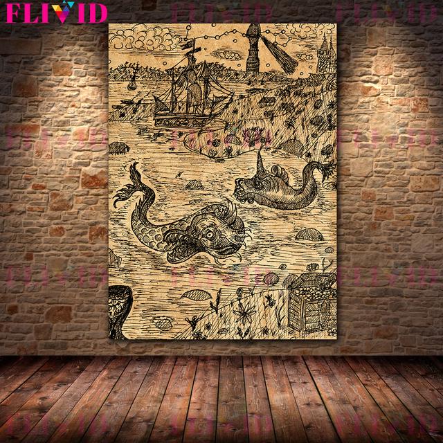 Правило элемента загадочного алхимика Ретро настенное искусство Холст Картина Небесное искусство во Вселенной