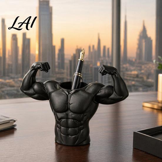 Unique Fitness Pen Holder 3D Printed Holder Muscular Man Figure Creative Desk Organizer And Brush Storage Cup for Pens Makeup Brushes Funny