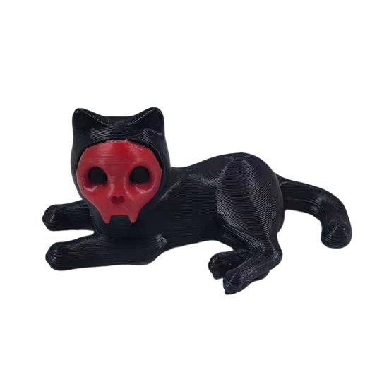 Подставка для ручек в виде кота, 3D-печать, украшение в виде черного кота, фигурка кота со съемной маской-черепом для дома, офисного стола, украшение на Хэллоуин