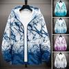 Осень-Весна Мужское Пальто С Капюшоном Градиент Цвета Соответствия Всплеск Принт Застежка-Молния Карманы На Молнии Свободный Кардиган Эластичные Манжеты Дышащее Мягкое Открытое Пальто