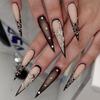 Носите длинный французский маникюр ручной работы, стразы, с плавным переходом, съемный нейл-патч