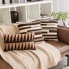 Ins Style Geometric Embroidery Pillow Maillard Color Sofa Cushion Cover Modern Simple Knitted Pillow Waist Pillow