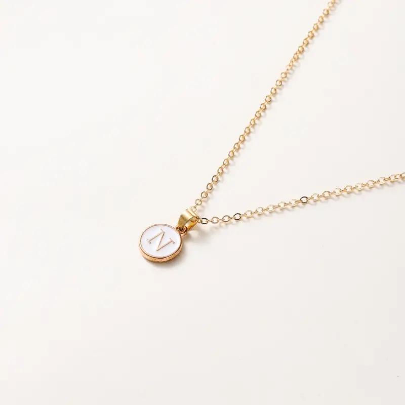 1pc Women Elegant and Exquisite O-chain 26 Letter Necklace Pendant, Golden Minimalist Necklace