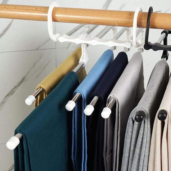 Yousheng Pants Hanger Trousers Rack Strong Load-bearing Foldable Design Anti-Slip 5-Layer Clothes Hanger Scarf Holder Wardrobe Organizer