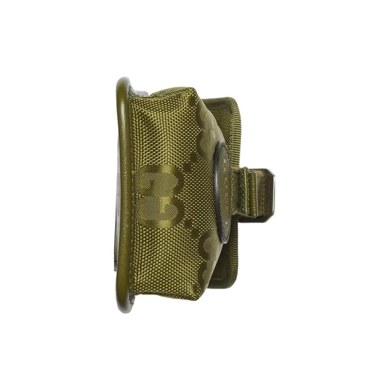 Gucci Off The Grid Palladium Metal Hardware Ribbon Adjustable Shoulder Strap Nylon and Leather Crossbody Shoulder Bag Men's Green