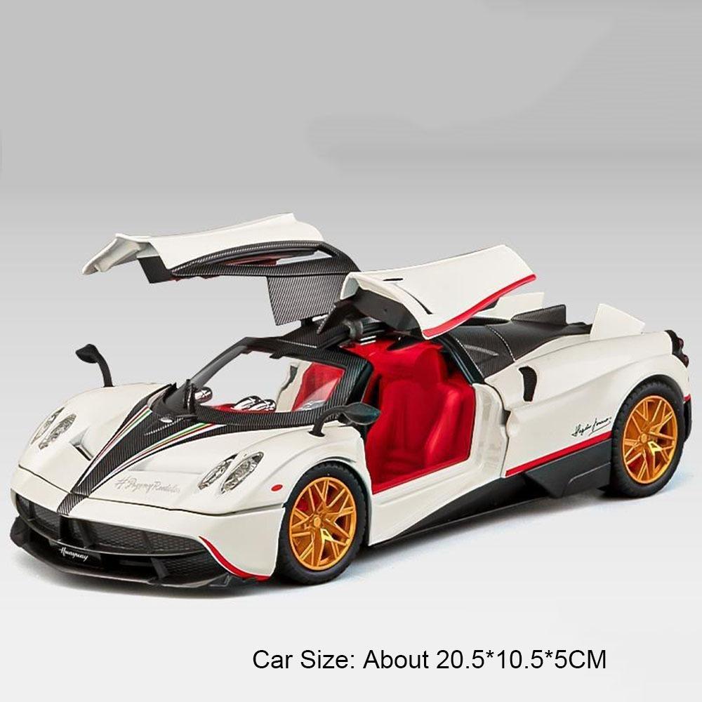 AAZV1 1:24 Huayra Revuelto Spray Model Toy Sports Cars Alloy Diecast Pull Back Shock Absorption Sound Light Simulation Mini Supercars