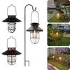 Outdoor Retro Solar Lantern Garden Decoration Waterproof Vintage Metal Solar Lights with Tungsten Bulb Patio Hanging Tent Lamp