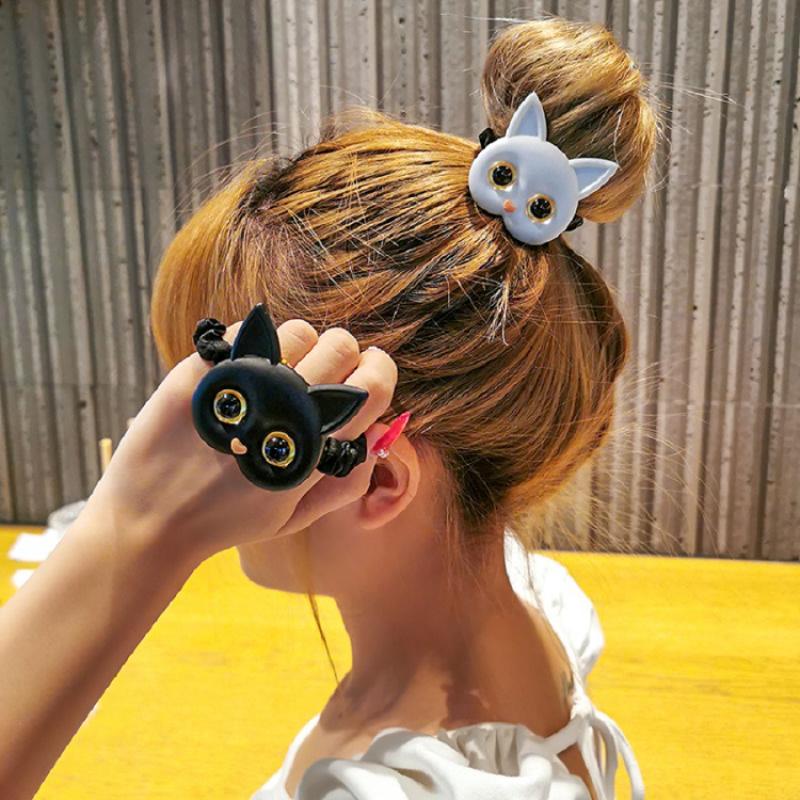 1PC Women Cute Cat Hair Ties Rubber Bands Elastic Hair Bands Korean Headwear Children for Girls Lovely Hair Accessories Ornaments
