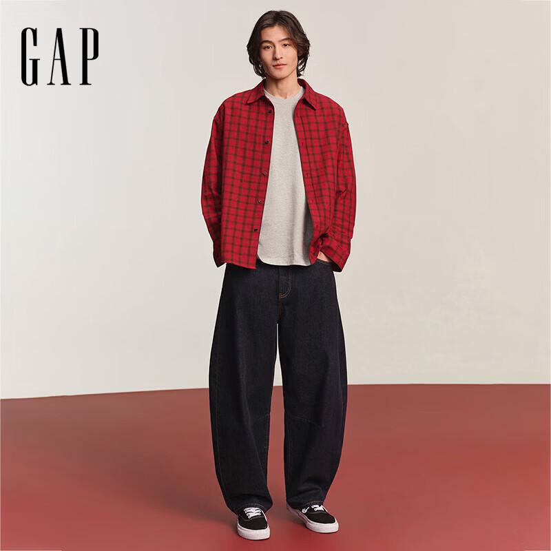 Gap Мужская клетчатая рубашка серии «Счастливый Китайский Оперный Театр»