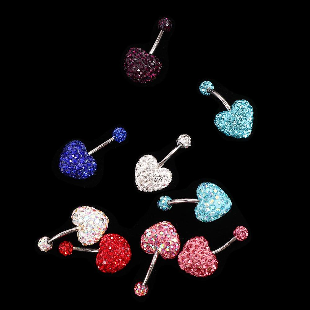 Heart-shaped Crystal Stainless Steel Umbilical Ring Navel Piercing Body Piercing Belly Button Rings