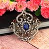 Vintage Crystal Ladies Lapel Resin Jewelry Hat Badge Antique Gold Bohemian Brooch