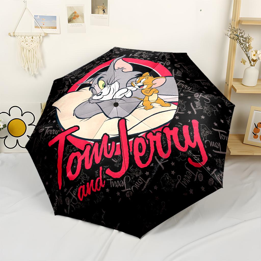 Tom And Jerry Adventure Automatic Umbrella Sturdy 8-Rib Shaft weight Perfect for Outdoor Adventures Compact Folding Umbrella Wedding Party Gift