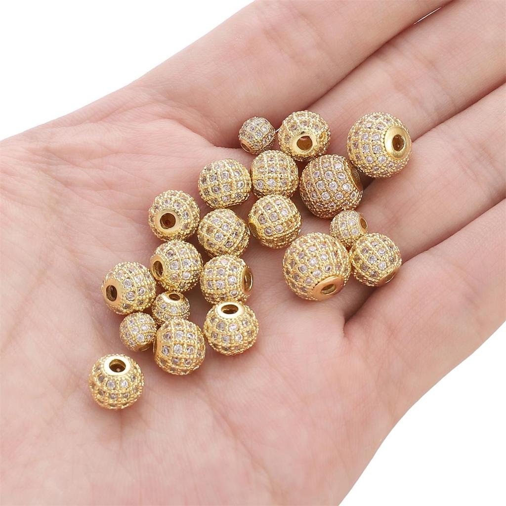 Copper Micro Inlaid Zircon Beads For DIY Jewelry Making Craft Accessories