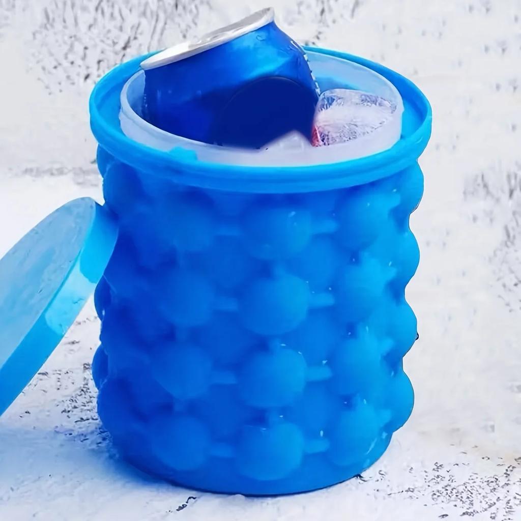 1pc Silicone Ice Bucket 2 In 1 Large Mold With Lid Portable Cooler Cube Freeze Tray Drink Whiskey Wine Beer for Kitchen Bar Tool