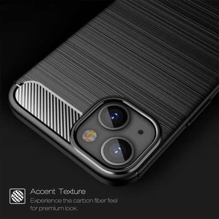 Coque en silicone TPU - E.F.CONNECTION - pour iPhone 13 (6,1") - Souple - Noir - Fibre de carbone