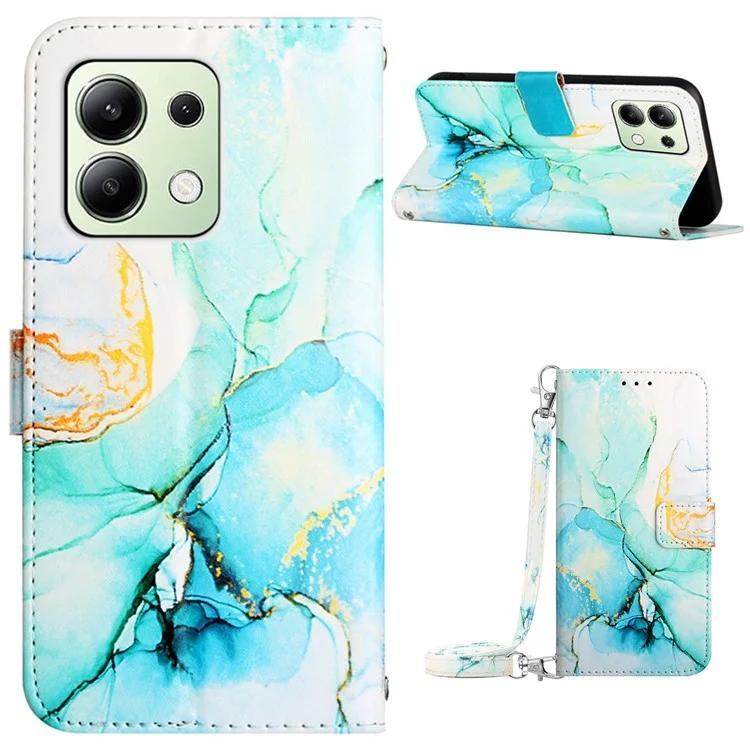 Кожаный чехол YB с принтом серии-6 для Xiaomi Redmi Note 13 4G, чехол-кошелек через плечо для телефона, чехол-бумажник