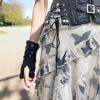 Готические черные перчатки без пальцев - Стиль Харадзюку Y2K