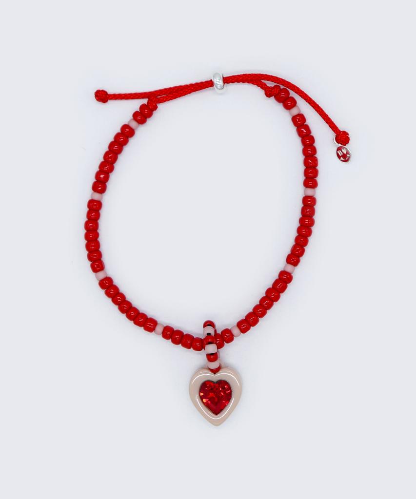 Браслет Bonbeau из бусин Swarovski цвета камня-сердца Узелковый браслет Bonbeau из бусин Swarovski цвета камня-сердца