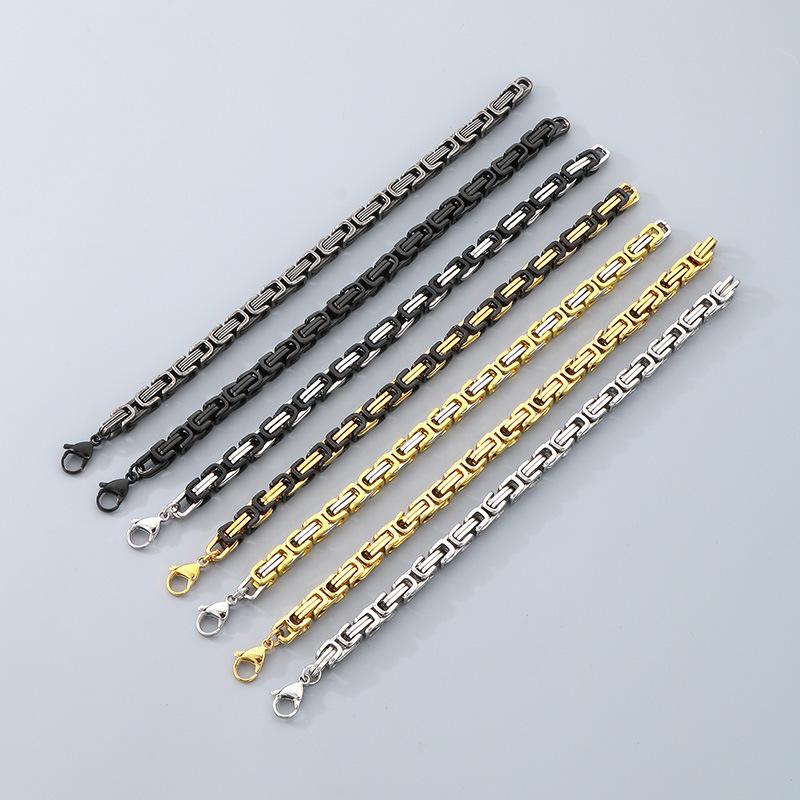 Factory Men's Stainless Steel Byzantine Chain Bracelet King Chain Bracelet Hip Hop Chunky Chain Bracelet