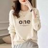 Pure Cotton Sweatshirt for Women In Autumn and Winter Thickened Trendy Letter Print Simple Casual Fashion Women's Top