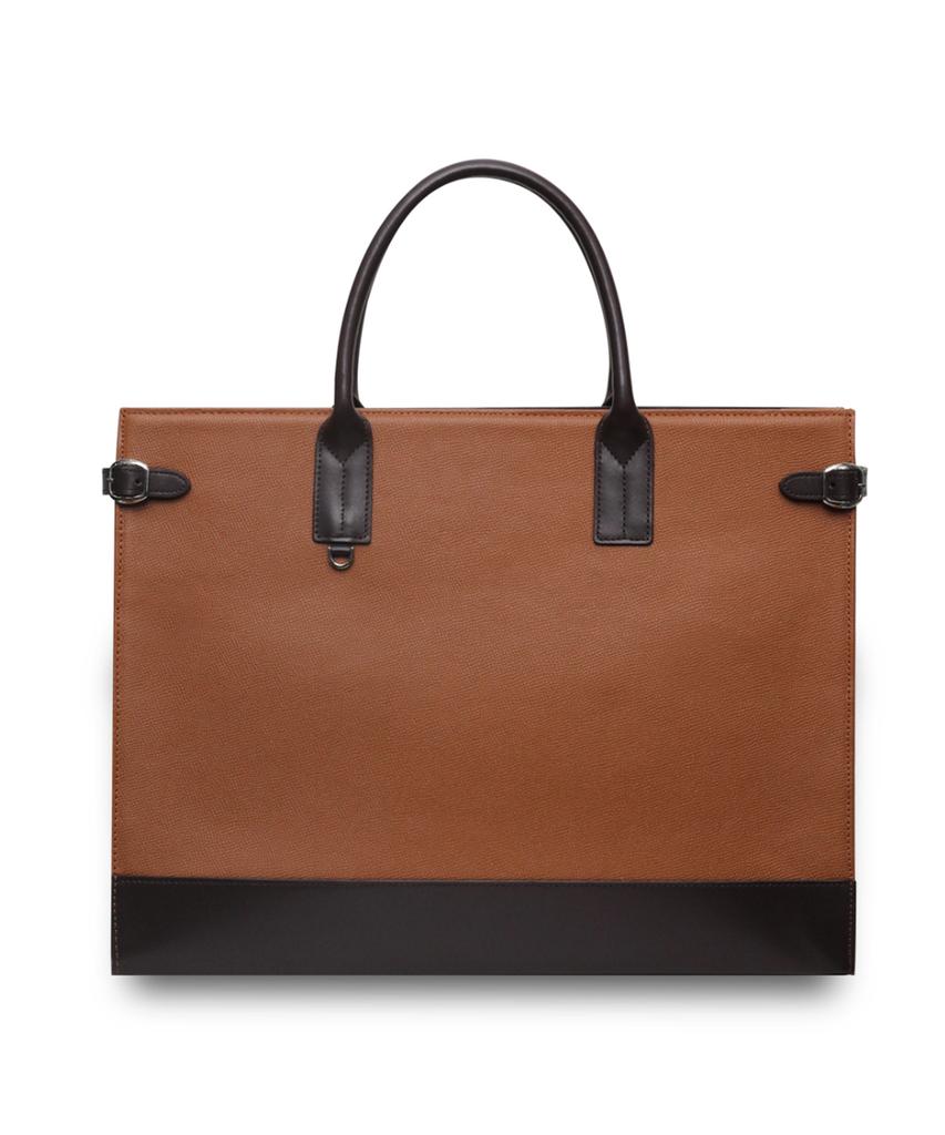 Matt Embossed Leather Men'S Slim Square Bag (Tan Brown + Dark Brown) B42971