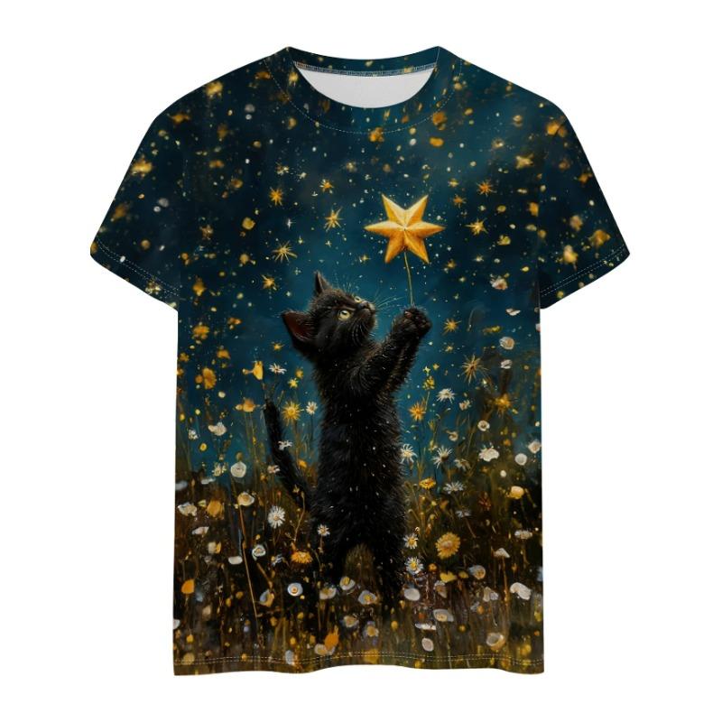 Women's T-Shirt Floral And Skull Print Fashion Casual Short-Sleeved Round Neck Blouse Street Oversized Women's Clothings Summer