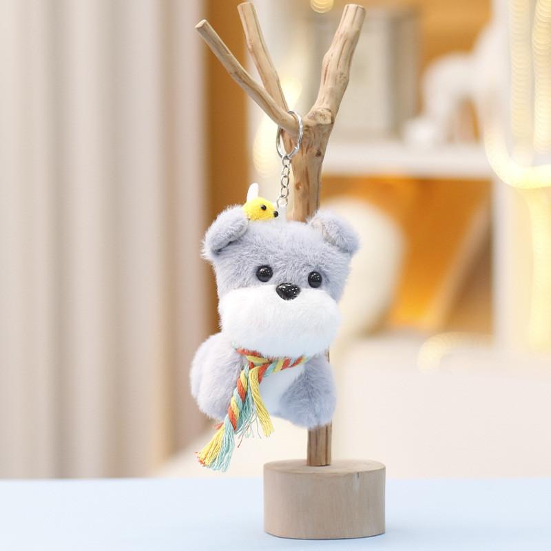 High-quality Plush Toy Bee Dog Doll Keychain In Orange White And Gray Colors For All Ages