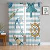Anchor Starfish Stripes Rudder Sheer Tulle Window Curtains For Living Room Bedroom Kitchen Veiling Curtain Home Decoration